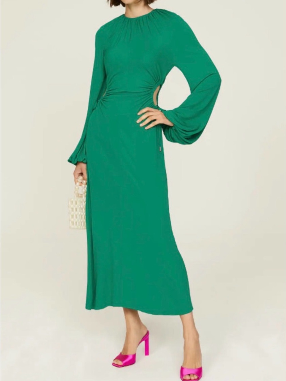 Rebecca Vallance Edie Cutout Statement Midi Dress Green size 12